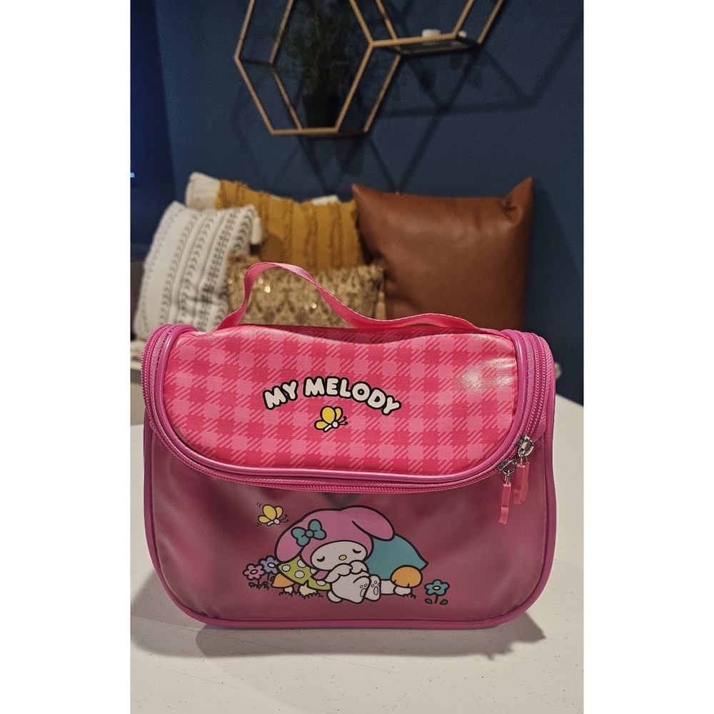 MINISO‎ My Melody Travel Toiletry Bag Hanging Organizer Pink Double Zip w/ Hook